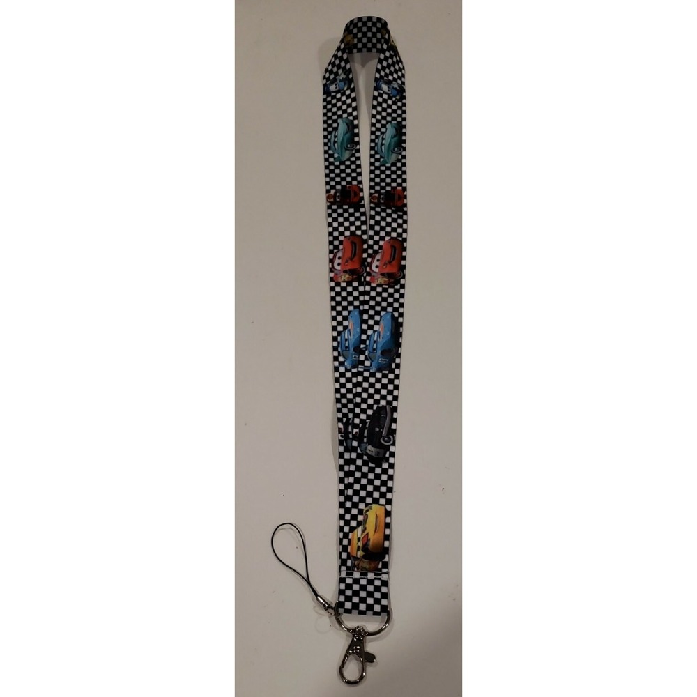 Disney Cars Land Lanyard Pin Trading ID Holder Lightning McQueen Mater Checkered
